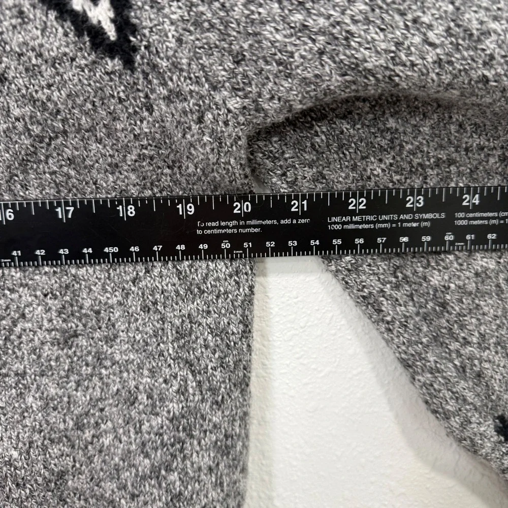 Old Navy Womens Fair Isle Mock‎ Neck Sweater Gray Black White M Tall 1166